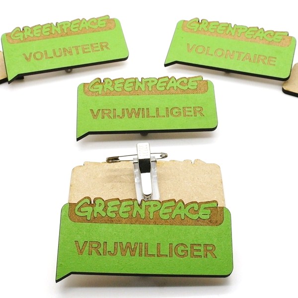 Knijper / Badge hout 50 mm  - kleur naar keuze